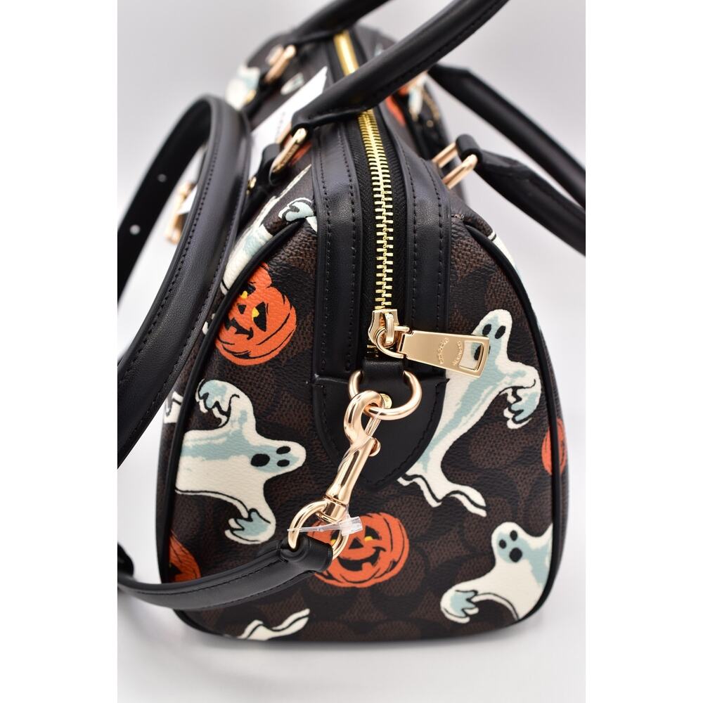 Coach Rowan Satchel Bag In Signature Canvas With Halloween Print NWT Walnut 2025 - Picture 16 of 16
